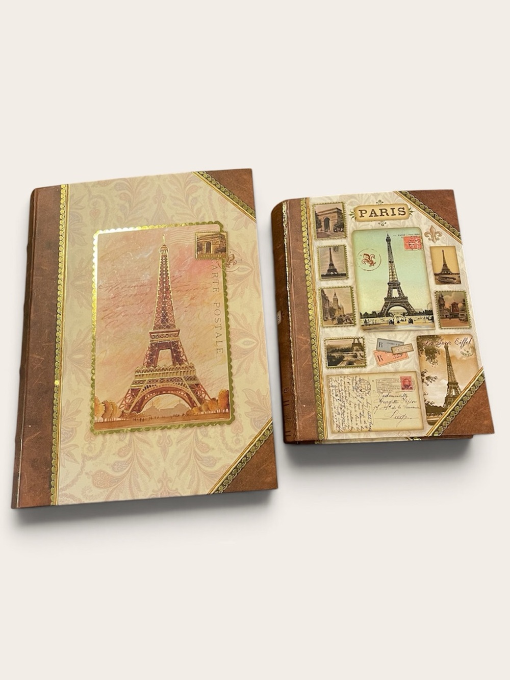 PUNCH STUDIOS Paris Eiffel Tower Set Of 2 Hide-A-Book Stash Book Box Vintage Vtg